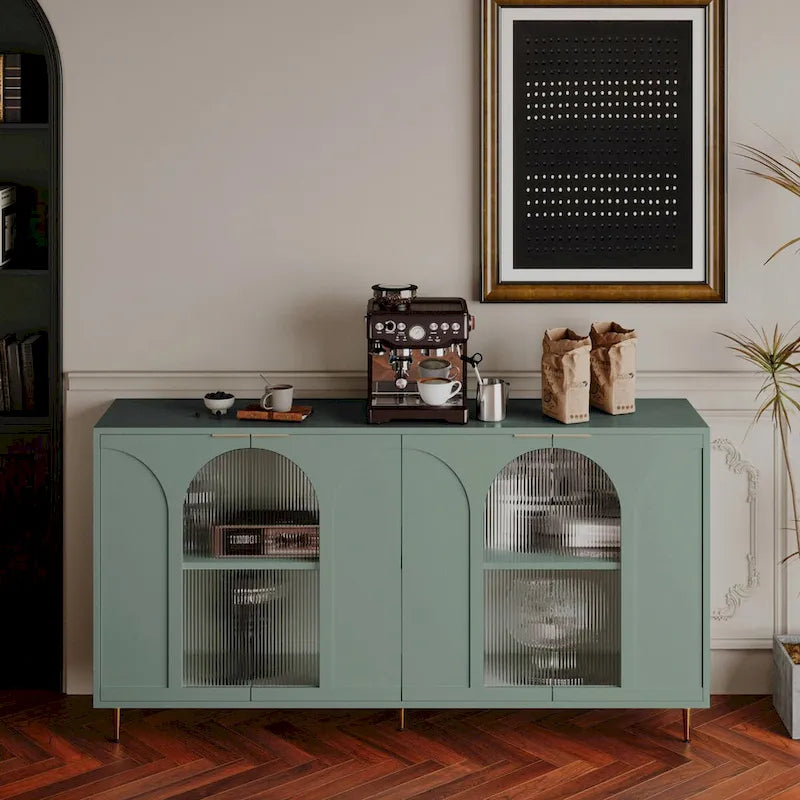Accent Cabinet with 4 Fluted Glass Doors