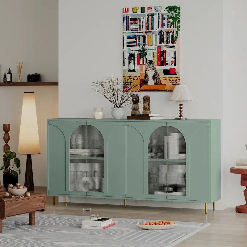 Accent Cabinet with 4 Fluted Glass Doors