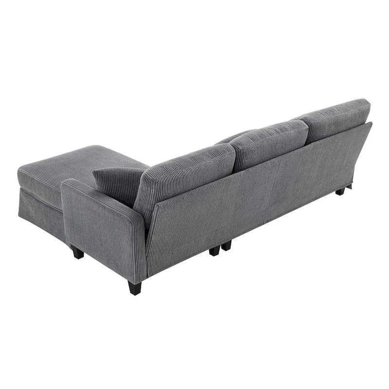 L-shaped Corduroy Sofa with Reversible Chaise