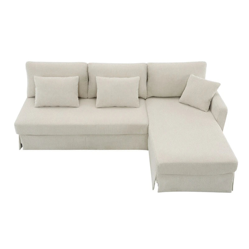 L-shaped Corduroy Sofa with Reversible Chaise