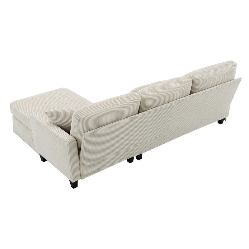L-shaped Corduroy Sofa with Reversible Chaise