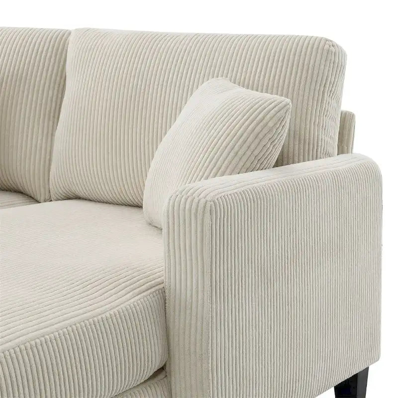 L-shaped Corduroy Sofa with Reversible Chaise