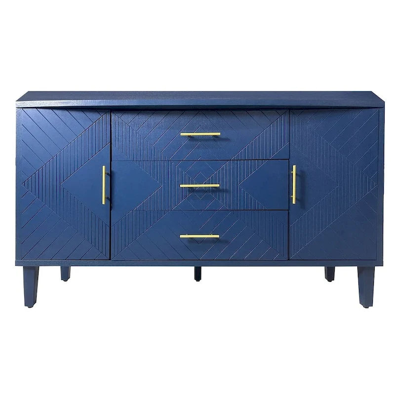 55-Inch Buffet Cabinet with Carved Surface - 2 Doors and 3 Drawers